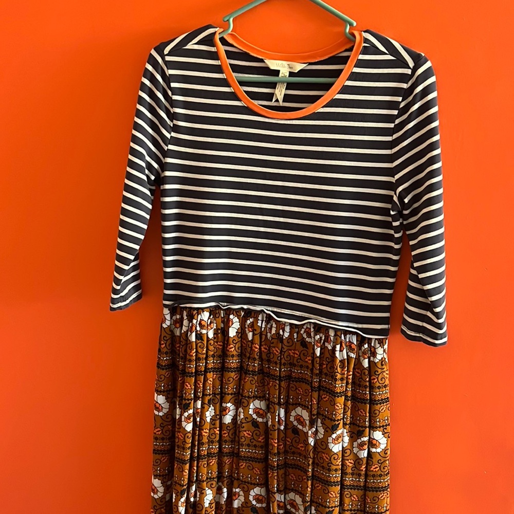 Matilda jane striped floral mixed media dress xs